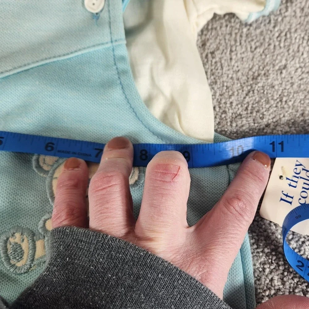 Carter's Romper Set‎ Blue Teddy Bear Vintage 2pc Outfit with Rattle Baby 18 Mos